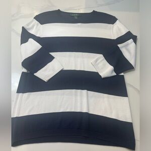 - Iconic Lauren blue and white striped nautical sweater. NWOT. Size Med.